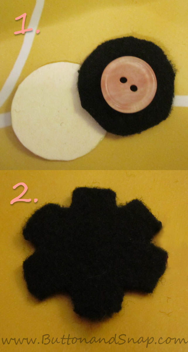 Recycling old buttons by hand-covering them in wool felt