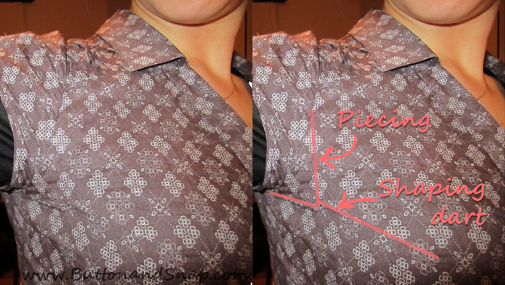 fitting a blouse at the bust, matching prints